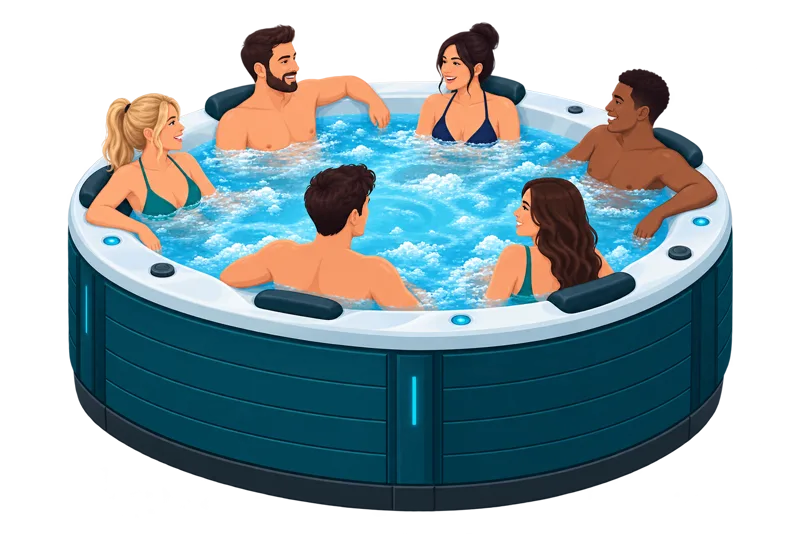 5–7 person social tub